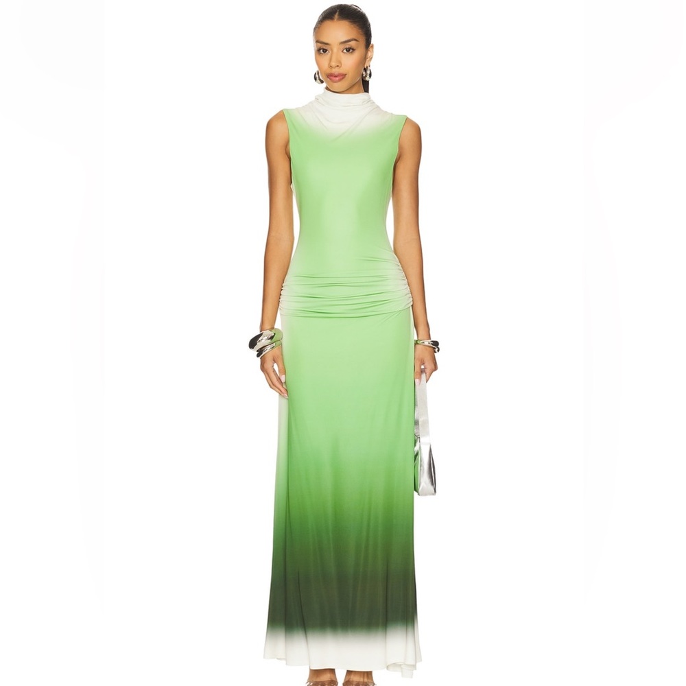 Chic Sleeveless Green Ombre Maxi Dress